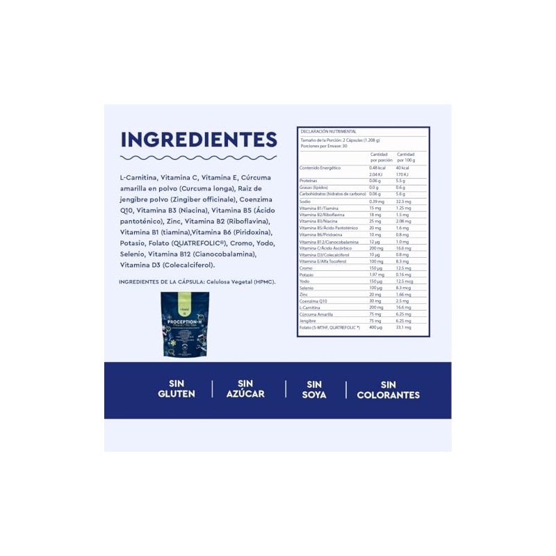 Vitatú Proception Suplemento Hombre Zinc Folato Carnitina Vitamina Q10 Cúrcuma