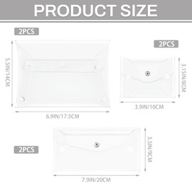 Binxus 6 Pcs Transparent Plastic Makeup Bags 3 Sizes, PVC Lipstick Organizer Bag, Different Size Clear Coin Purse, Mini Coin Pouch, Clear Small Pouch for Women, Clear, Transparent