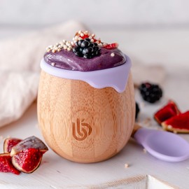 Bamboo Baby and Toddler Sippy Cup - 5 Oz Eco-Friendly Dinky Cup with Cute Silicone Drip Rim for Teeth and Gum Protection - Ideal Toddler Transition Cup (Lilac)