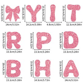 Pink Glitter Happy Birthday Banner with Bows, Party Decoration, 15.8 cm Letters