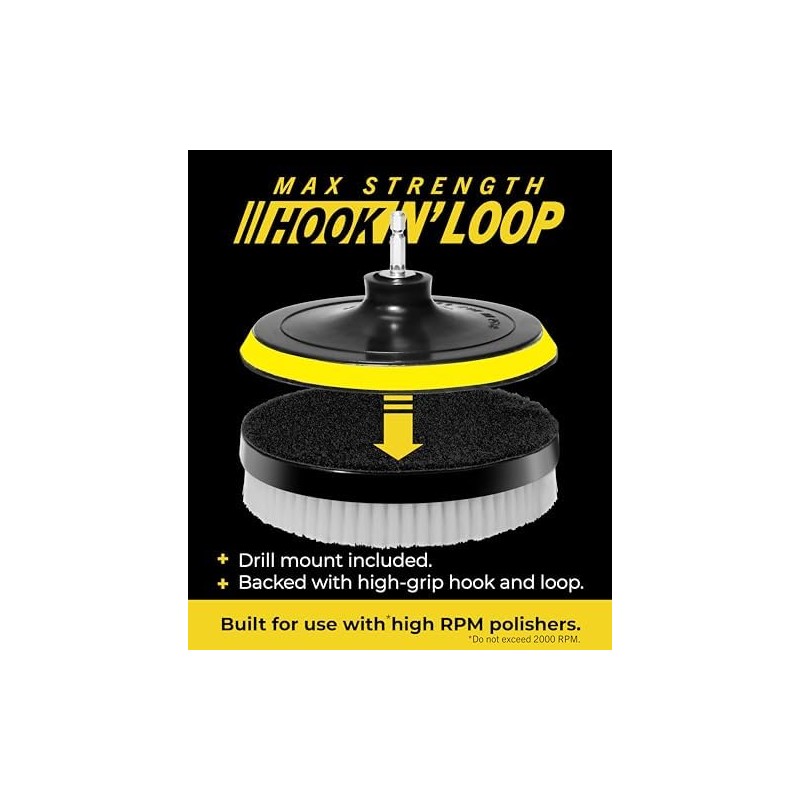 VViViD Drill Backing Plate + Power Scrub Brush Attachment, 150mm