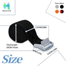 MEGAVOW Pack of 4 lashing straps, short lashing straps, fastening strap, short lashing straps with ratchet, small lashing straps, zinc alloy snap lock lashing strap for car, bicycle, durable and