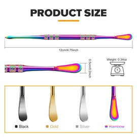 KUQIME 3-pack wax Carving Tool, 4.75 "stainless steel double head Carving tool Spoon Clay carving spoon (black) (Rainbow)