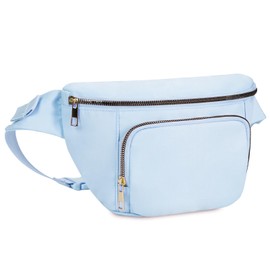 Bum Bag with Extender Strap Ladies Fanny Waist Pack with Three Pockets Waist Bag Women Large Capacity for Fashion Travel Dog Walking Hiking, Light Blue