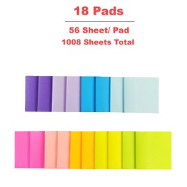 XQUESTION Sticky Notes, 18 Pads, 3 x 3 inches, Multi-Color, Self-Stick Pads, 56 Sheets/Pad, School Supplies and Office Products(A-18 Pads)