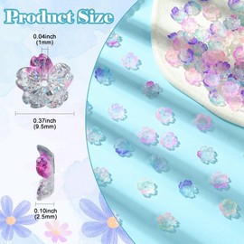 Stiesy 300 Pcs Luminous Transparent Resin Flower Bead Caps Glow in The Dark Beads 5-Petal Floral Spacer Loose Beads Bulk for Jewelry Making Earrings Bracelets Women Beading Projects