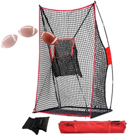 FLITURE 4x7 Ft Football Net with Adjustable Mesh Pocket，Portable Football Throwing Target Net，Quarterback Pitching Practice Net