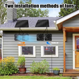Mytions 15W Solar Fan, Dual Metal Shell Exhaust Fan Kit for Chicken Coops, Greenhouses, Sheds, Pet Houses, and Windows