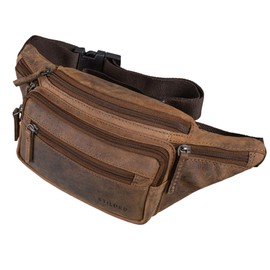STILORD 'Zion' Bum Bag Vintage Genuine Leather Bum Bag for Men and Women Ideal for Smartphones of 7 Inches Travel and Sports, Calais - Brown