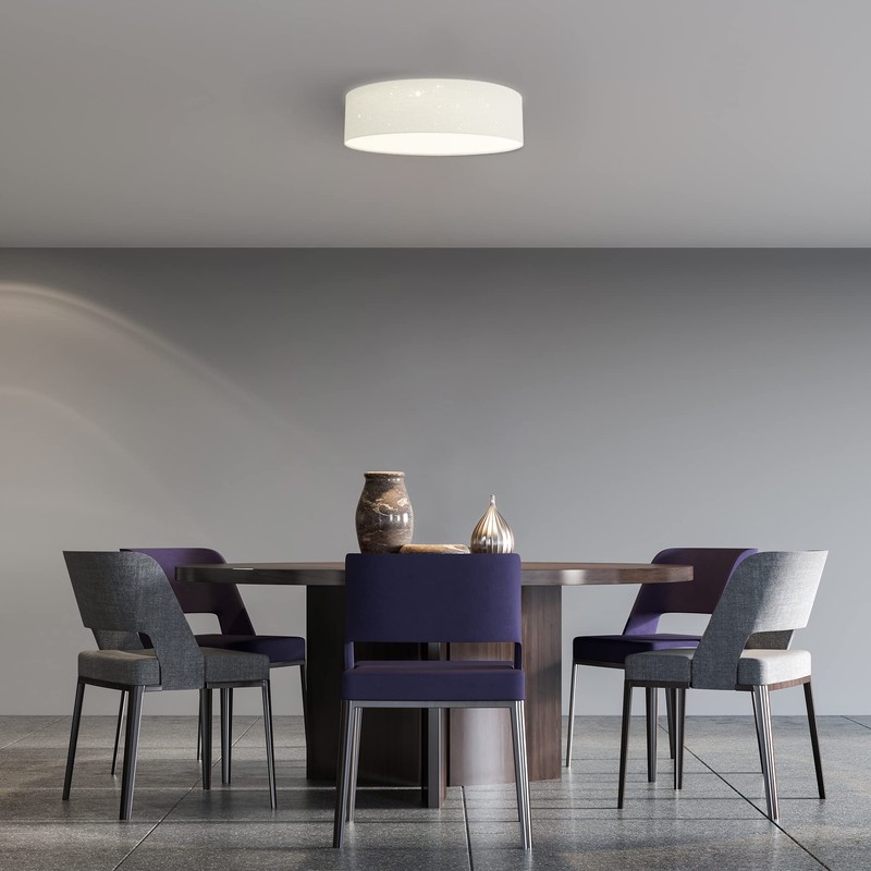 Navaris Flush Mount Ceiling Light - 12.6" Diameter Drum Lamp