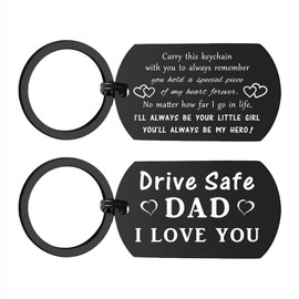 ENGZHI Dad Birthday Gifts from Daughter - I'll Always Be Your Little Girl - Dad Keyring from Daughter Christmas Fathers Day