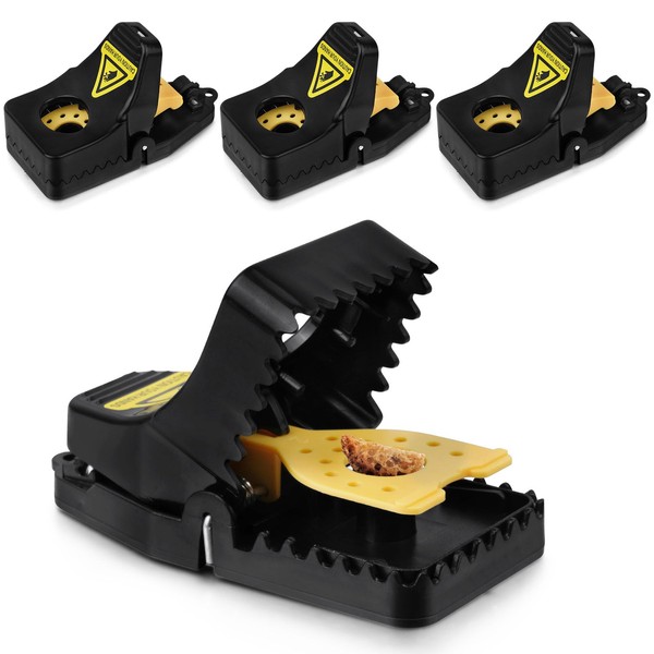Flintronic Mouse Trap, Pack of 4 Rat Traps, Reusable Mouse Trap Professional, Robust and Durable, Rat Trap for Indoor and Garden