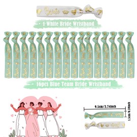 17Pcs Hen Party Wristbands,Team Bride Bracelets,Team Bride Wristbands,1 White Bride Wristband,16 Green Team Bride Wristbands for Wedding,Hen Party, Engagement and Bridal Shower Decorations