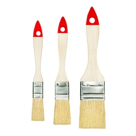 M7 3-Piece Flat Brush Set: 1 x 3/4 Inch (Approx. 20 mm), 1 x 1 Inch (approx. 25 mm), 1 x 1.5 Inch (approx. 38 mm), Series 30/Series 01, Paint Brush with Synthetic Light Bristles, Paint Brush with Natural Wood and Steel Ferrule