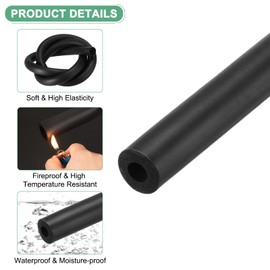 M METERXITY Pipe Insulation Foam Tube, 12mm ID 28mm 1-1/8" OD 3.3Ft 1m Length, Soft Flexible Foam Tubing Pipe Foam Insulation for Handle Grip Support/Guitar Stand/Roof Racks [Black]