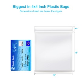 4''x 4'', (Pack of 200) 2 mil Thick Clear Plastic Reclosable Zip Poly Bags with Resealable Lock Seal Zipper, Clear Small Zip Bag, Jewelry Bags, Candy Bags, Storage, Packaging & Shipping…