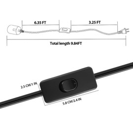 CXLHO E26/E27 Hanging Light Socket with Cord 2 Pack, 9.8ft Extension Cord with On/Off Switch Pendant Light Socket with Silicone Cover and US AC Power Plug for Kitchen Bedroom Dining Room, Black