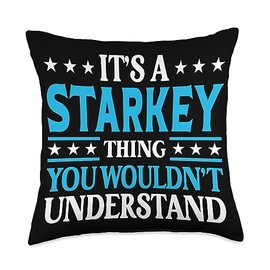 Starkey Gifts Family Tee Last Name Birthday Gifts Thing Surname Funny Family Last Name Starkey Throw Pillow, 18x18, Multicolor