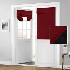 HOMEIDEAS 100% Blackout French Door Curtains, Privacy Door Curtains for Window, 26 X 40 Inch Room Darkening Blinds, Thermal Insulated Window Shades for Bedroom, 1 Panel, Burgundy