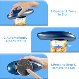 Electric Can Opener, Handheld One Touch Automatic Can Openers with Smooth Edge, Food Safety Battery Operated Can Opener for All Can Sizes, Kitchen Gadget for Seniors, Arthritis