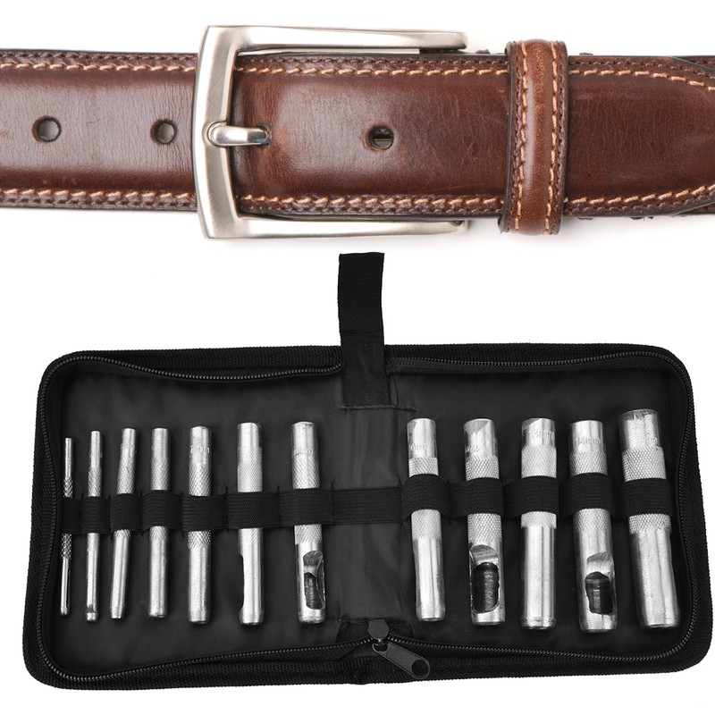 12PCS Leather Crafts Hole Puncher Hollow Round Punch Tool 3/4/5/6/7/8/9/10/11/12/14/16mm