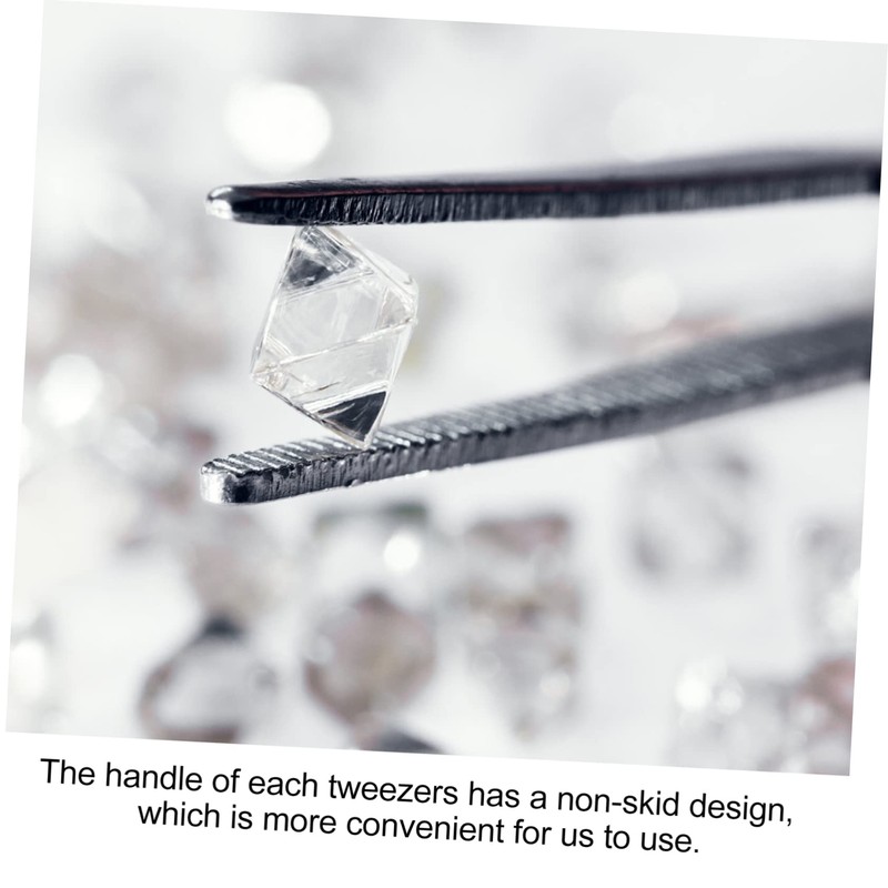 OATIPHO 4pcs Stainless Steel Tweezers Non-skid Forceps with Blunt Tips