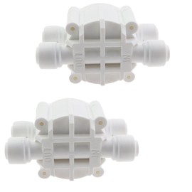 KKUANG 2PCS Water Purifier Quick Connect Four Side Valve 1/4inch 4 Way Pumpless Water Purifier Valve Low Pressure RO Machine Reverse Osmosis Quick Connect Snap-Free Fitting White