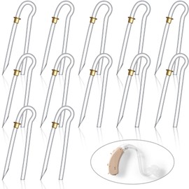 12 Pcs Hearing Aid Tubes Preformed BTE Earmold Tubing 3.5 x 2 mm Hearing Aid Replacement Tube with Gold Lock Hearing Amplifiers Ear Tubes for Hearing Aids