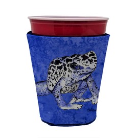 Caroline's Treasures 8687RSC Frog Red Cup Hugger Cup Cooler Sleeve Hugger Machine Washable Drink Sleeve Hugger Collapsible Insulator Beverage Insulated Holder