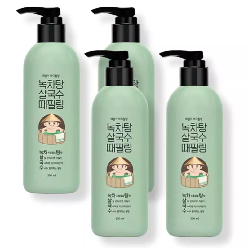 Lackbeer 라끄베르 녹차탕 살국수 때밀이 바디필링, 300ml, 4개 Lacvert Green