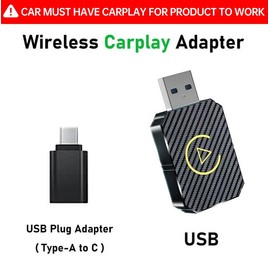 Yurnlv Mini Wireless Apple CarPlay Adapter, for both Apple and Android,converts wired to wireless, suitable for factory wired CarPlay cars from 2016+ Blue Tooth Auto Steering Wheel Automotive