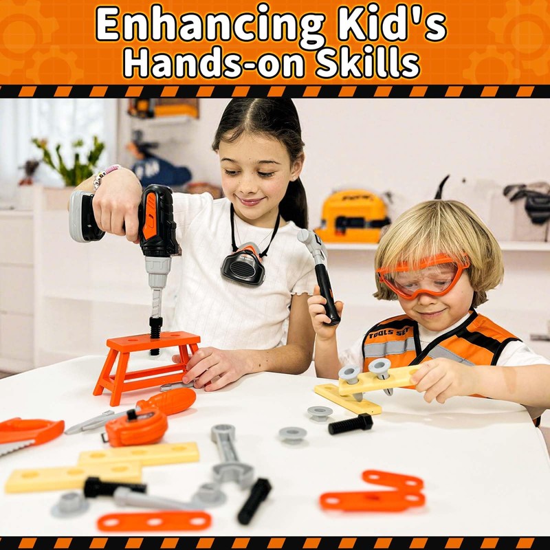 KidBloom Kids Tool Set with Toy Drill, 44 Pcs Construction