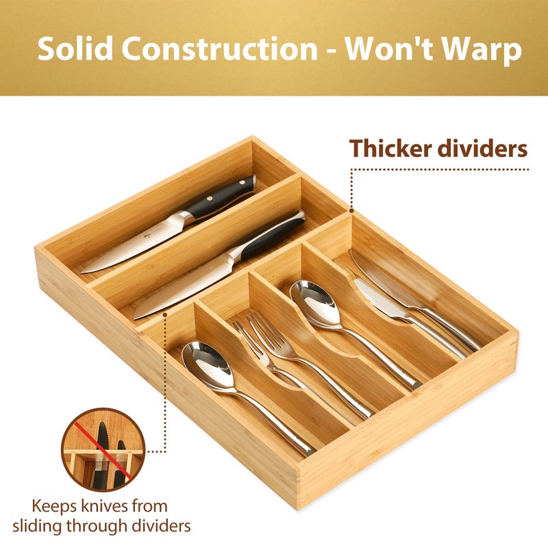 Umilife Kitchen Drawer Organizer, 12 Inch Silverware Utensil Tray Holder,