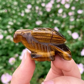 YGLINE Natural Tiger Eye Crystal Birds Fengshui Gemstone Figurines for Home Decoration(Eagle-Tiger Eye)