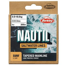 Berkley Nautil Surf Monofilament Tapared Main Fishing Line (Clear, 0.28mm-0.57mm, 10lbs-35lbs)
