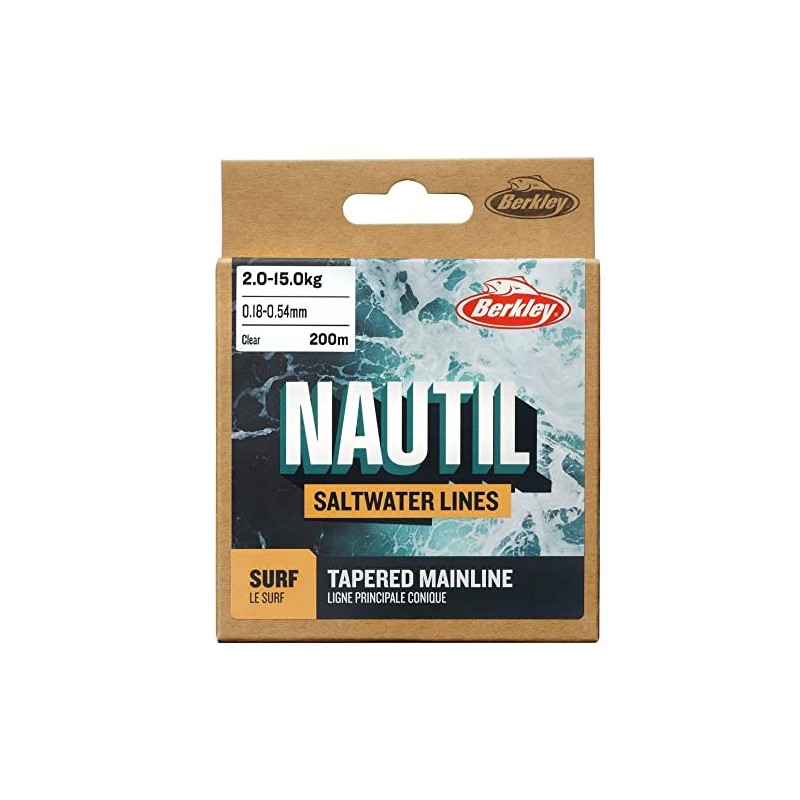 Berkley Nautil Surf Monofilament Tapared Main Fishing Line (Clear, 0.28mm-0.57mm,