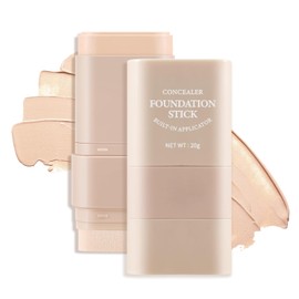 Apooliy 2 in 1 Full Coverage Foundation Stick,Hydrating Lightweight Foundation Makeup Stick,Built-In Applicator,Long-Lasting Cream Concealer,Natural Colour