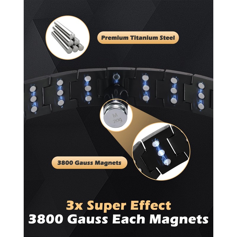 Jeracol Magnetic Bracelet for Men – 3X Ultra Strength Titanium