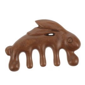 PartyKindom Wooden Massage Comb, Wooden Comb, Hand Massager, Scalp Comb Made of Natural Wood, Gua Sha Comb Made of Wood, Body Massager, Thai Massager, Sandalwood, Cute Rabbit