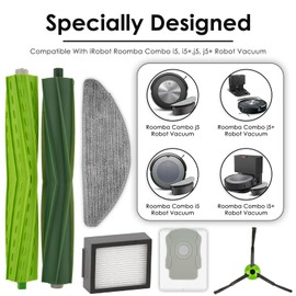 (30 Pack) Combo i5+ Replacement Parts Compatible with iRobot Roomba Combo i5, Combo j5, Combo j5+ Robot Vacuum Accessories, 4 Roller Brushes, 8 Side Brushes, 8 HEPA Filters, 6 Dust Bags, 4 Mop Pads