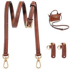Gripooaven Purse Straps Replacement Kit for Longchamp Mini Bag, Leather Shoulder Crossbody Straps for Pouch, Adjustable Crossbody Bag Strap Kit for Longchamp Women Handbag (Gold Brown)