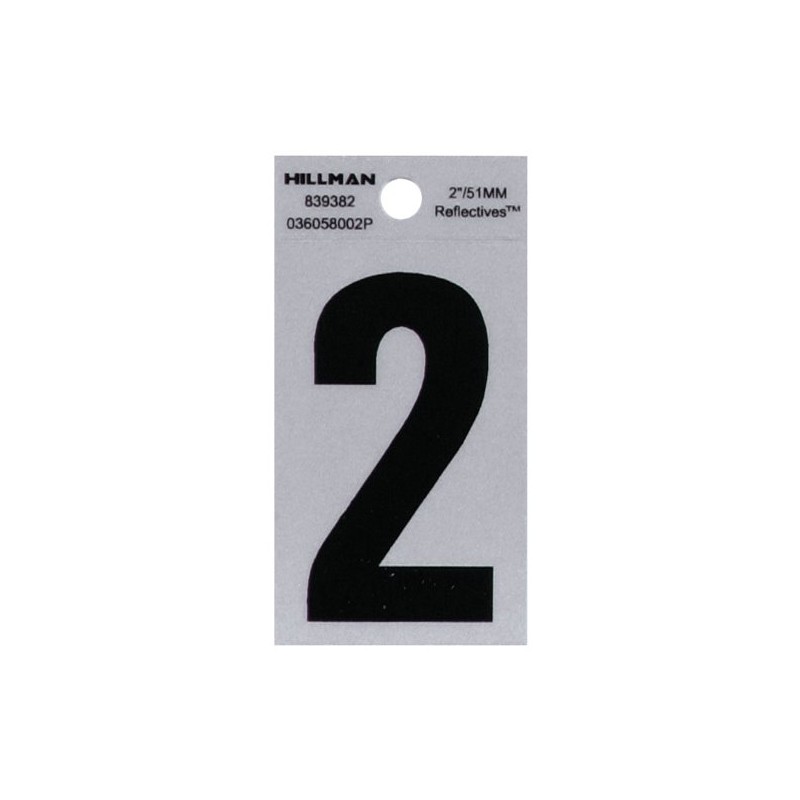 Hillman 839382 2" Black and Silver Reflective Poly-Film Adhesive Number