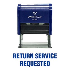 (Medium - 1.4cm x 2.5cm - 1.3cm , Blue) - Return Service Requested Self Inking Rubber Stamp (Blue Ink) - Medium