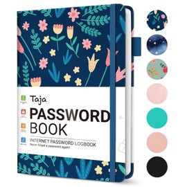 Taja Password Keeper Book with Alphabetical Tabs，Small Password Books for Seniors, Password Notebook for Internet Website Address Log in Detail, Password Logbook to Help You Stay Organized - Flower