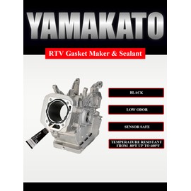 YAMAKATO RTV Gasket Maker, Black Silicone Sealant and 2 Thick Gasket Material Paper 160X290mm