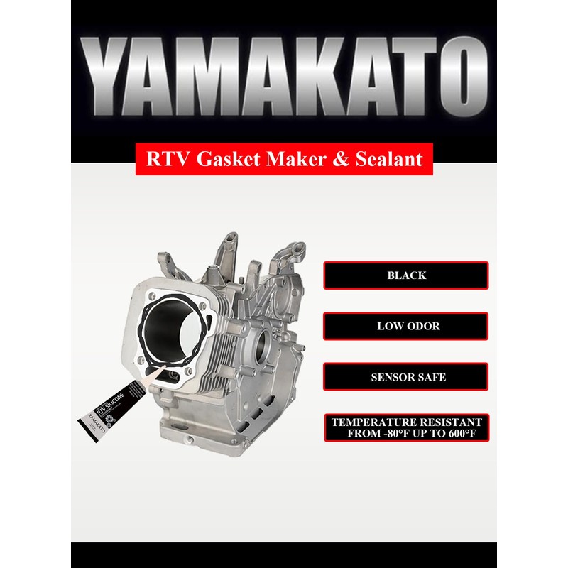 YAMAKATO RTV Gasket Maker, Black Silicone Sealant and 2 Thick