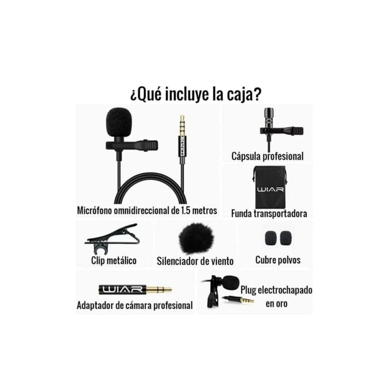 WIAR Micrófono de Solapa Lavalier Profesional para Celular Smartphone Tablet