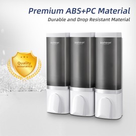 3-in-1 Shower Soap Dispenser, 3×500 ml Shampoo and Conditioner Dispenser Wall-Mounted Shower Pump Soap Dispenser Body Wash Dispenser for Bathroom Kitchen Hotel (3 Chamber + White)