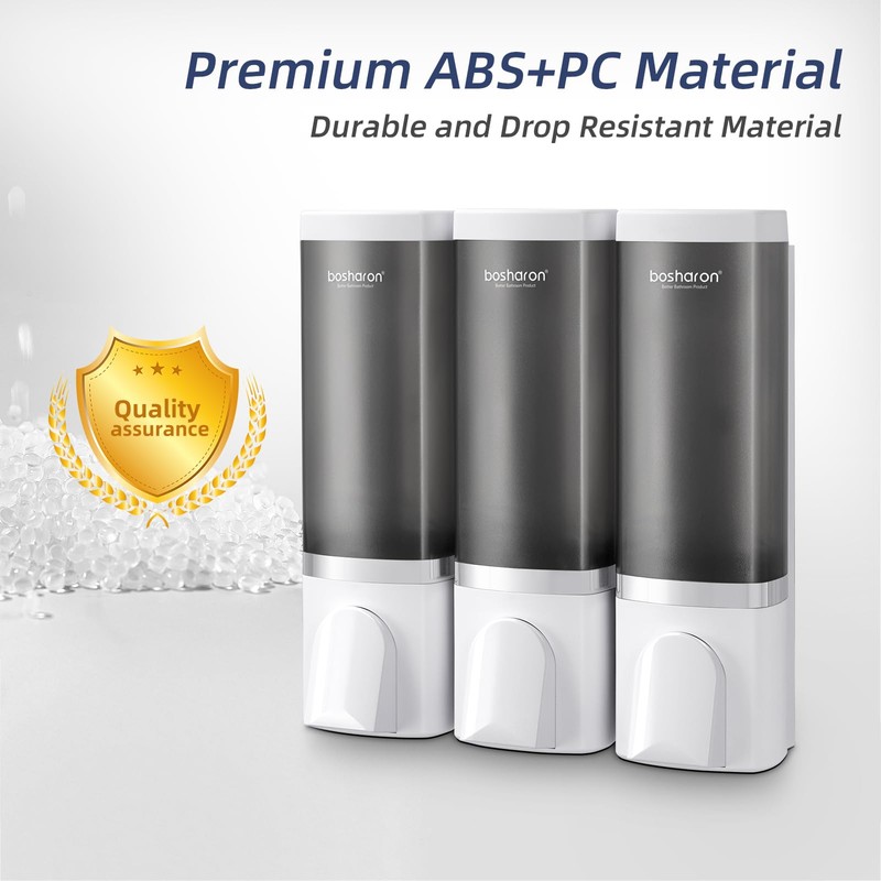 3-in-1 Shower Soap Dispenser, 3×500 ml Shampoo and Conditioner Dispenser
