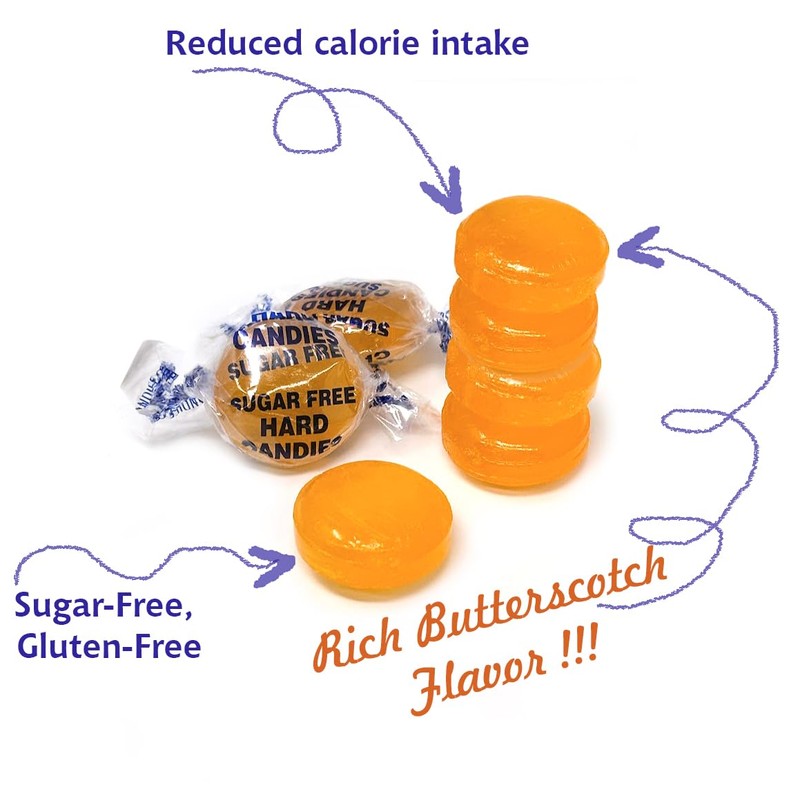 SweetGourmet Sugar-Free Butterscotch Buttons Hard Candy, 1 Pound, Fat-Free, Gluten-Free,